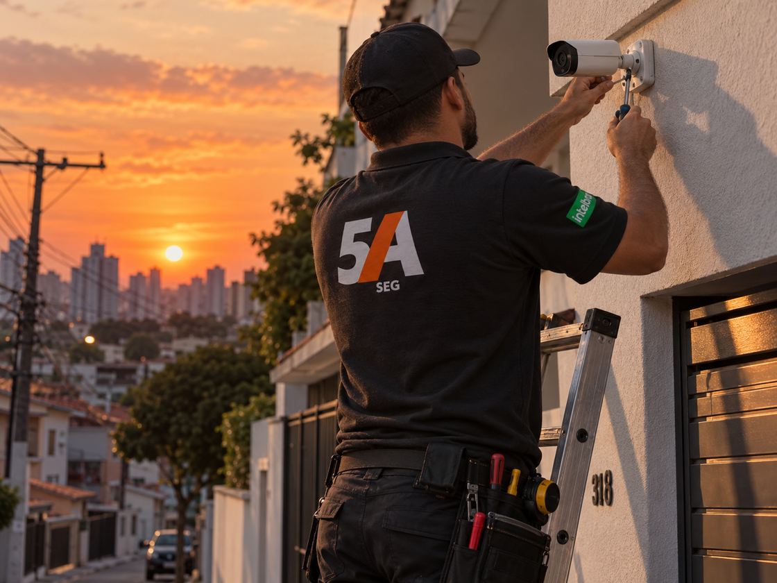 Câmeras de segurança e CFTV instalado por equipe da Comercial 5A em imóvel de São Paulo