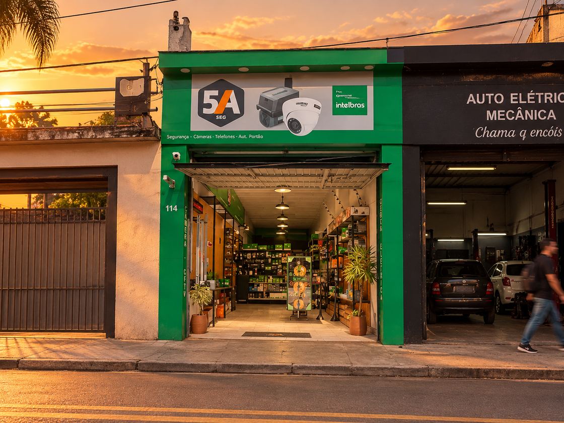 Fachada da loja Comercial 5A Seg na Avenida Antonelo da Messina, 114, no Sítio do Piqueri