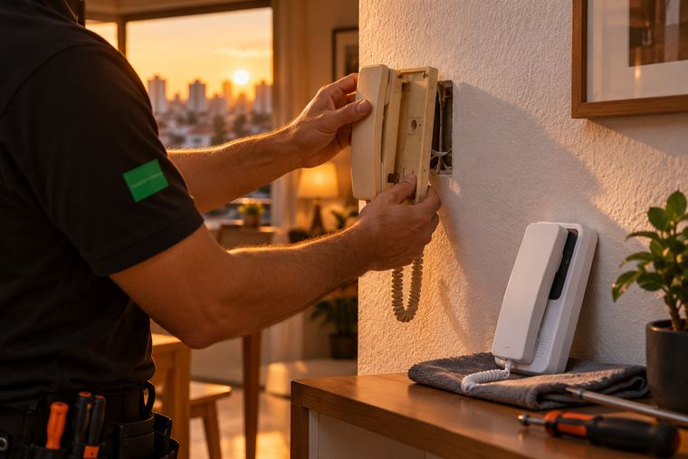 Substituição de sistema antigo — interfone e vídeo porteiro